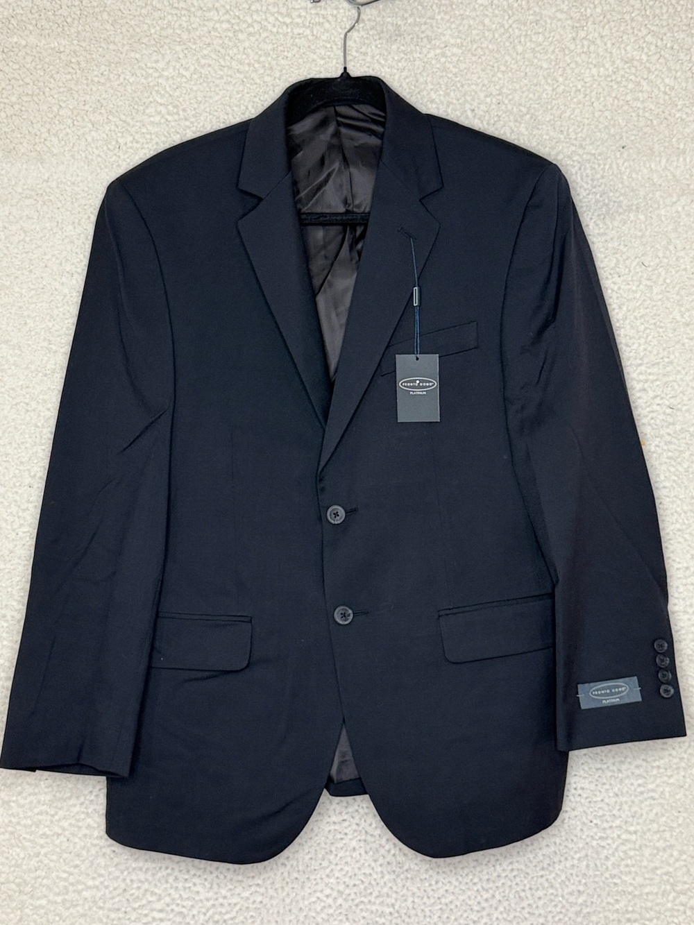 NWT Pronto Uomo Platinum Modern Fit 100% Wool Suit Blazer Black 40S